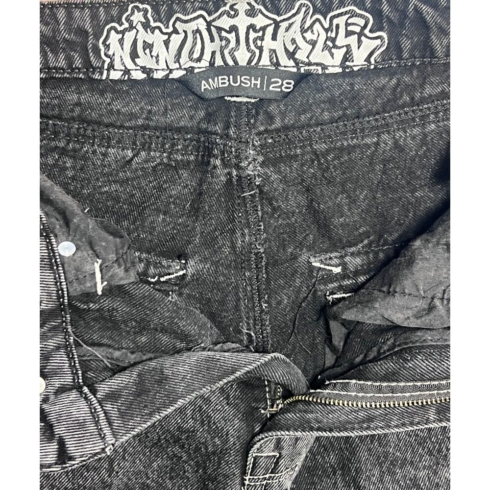 Ninth Hall Ambush Cotton Baggy Jeans Panther Snake Embroidered Denim Pants Black - Picture 3 of 11
